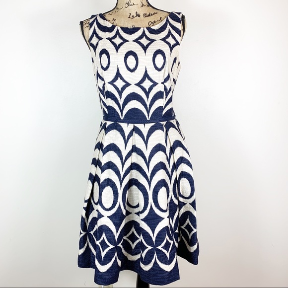 Taylor Dresses & Skirts - Taylor Dress | NWOT Blue + Cream Print Size 10